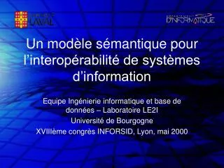 un mod le s mantique pour l interop rabilit de syst mes d information