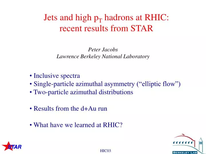 jets and high p t hadrons at rhic recent results from star