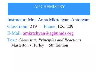 CHEMISTRY 1307 General Chemistry I
