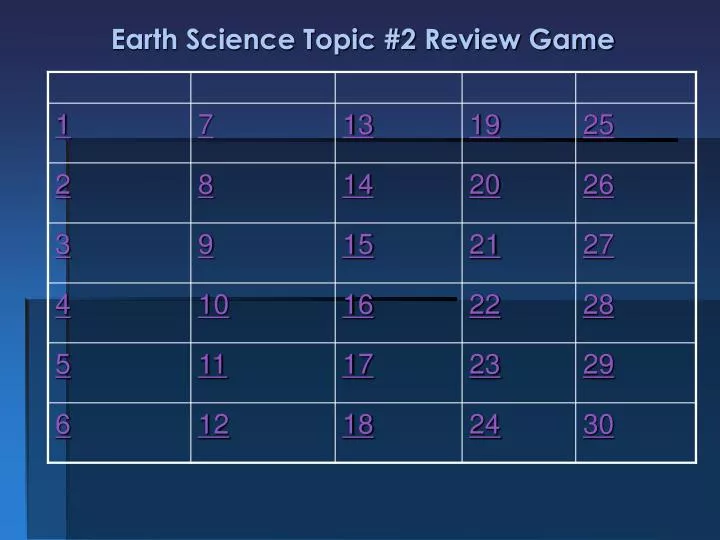 earth science topic 2 review game