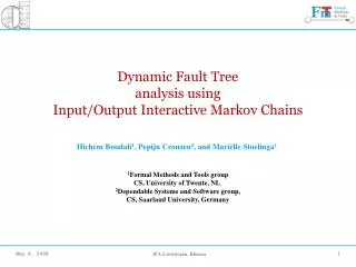 Dynamic Fault Tree analysis using Input/Output Interactive Markov Chains