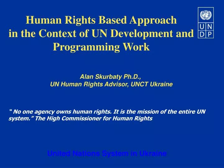 human rights based approach in the context of un development and programming work