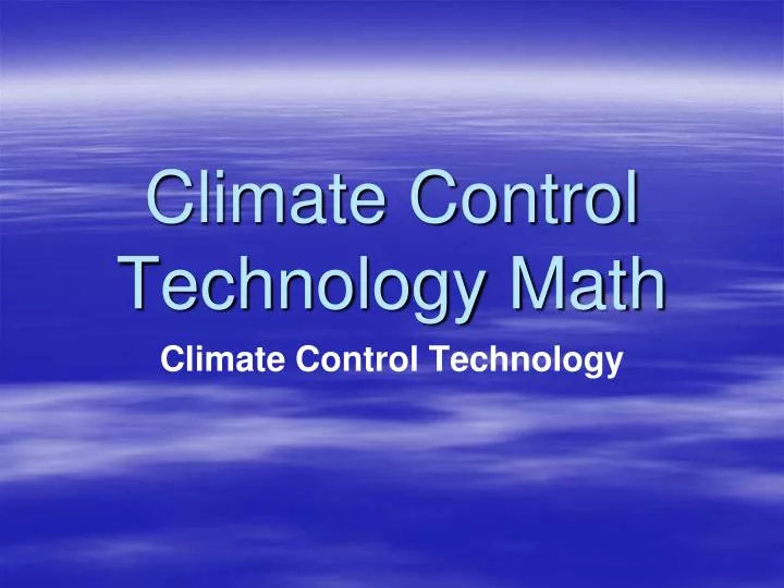 climate control technology math