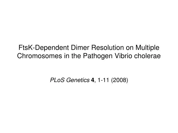 ftsk dependent dimer resolution on multiple chromosomes in the pathogen vibrio cholerae