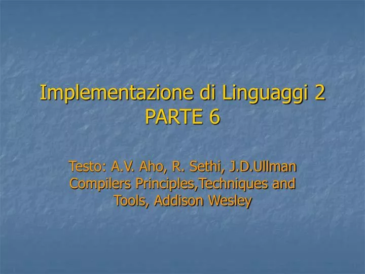 implementazione di linguaggi 2 parte 6