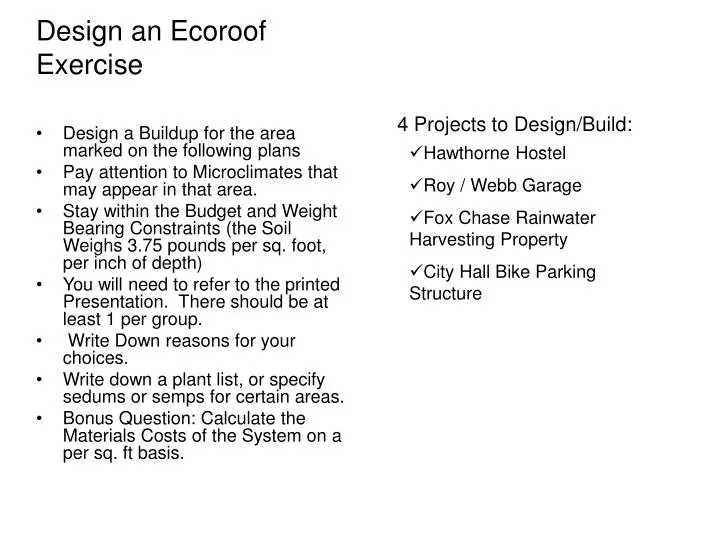 design an ecoroof exercise