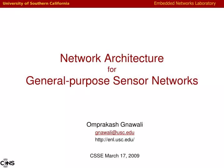 network architecture for general purpose sensor networks