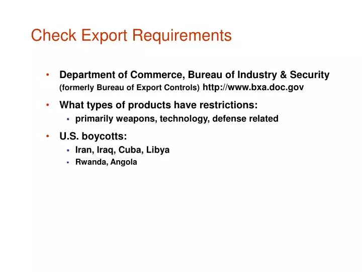 check export requirements