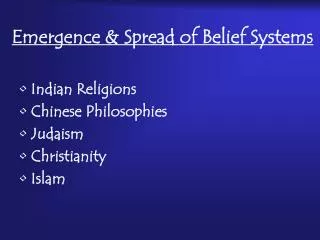 Emergence &amp; Spread of Belief Systems