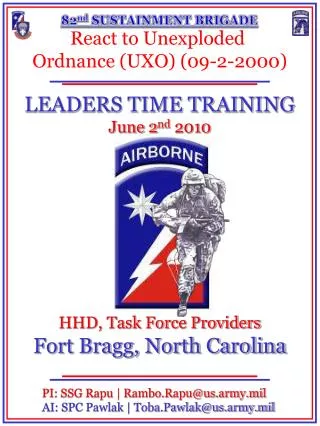 HHD, Task Force Providers Fort Bragg, North Carolina