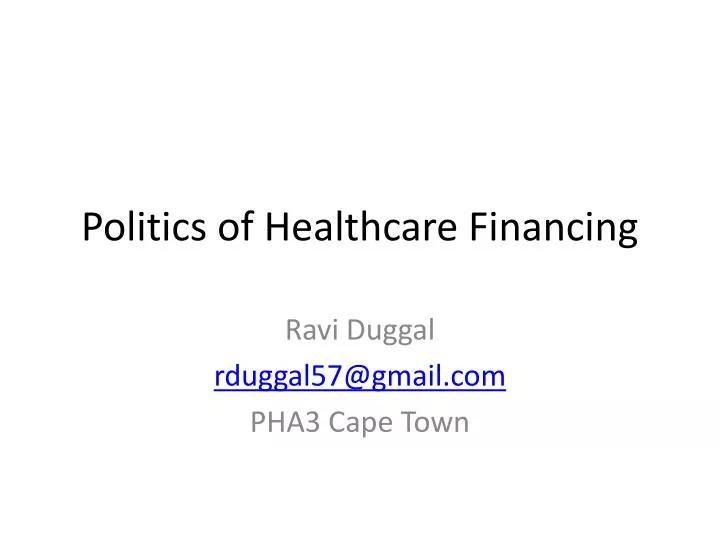 politics of healthcare financing