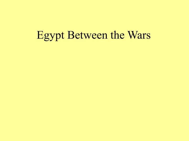 egypt between the wars