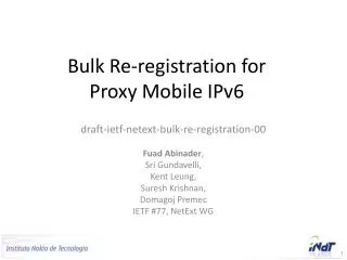 Bulk Re-registration for Proxy Mobile IPv6