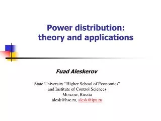 Power distribution: theory and applications