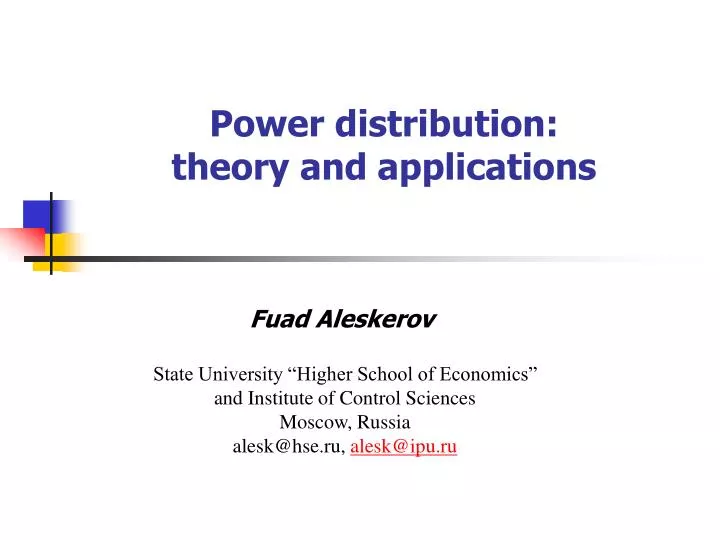 power distribution theory and applications