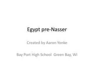 Egypt pre-Nasser
