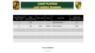 CADET PLATOON LAST WEEKS TRAINING