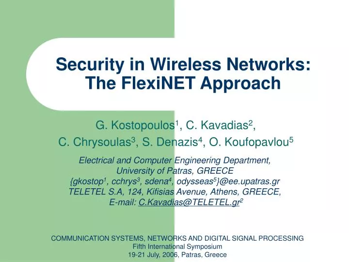 security in wireless networks the flexinet approach