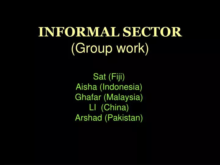 informal sector group work