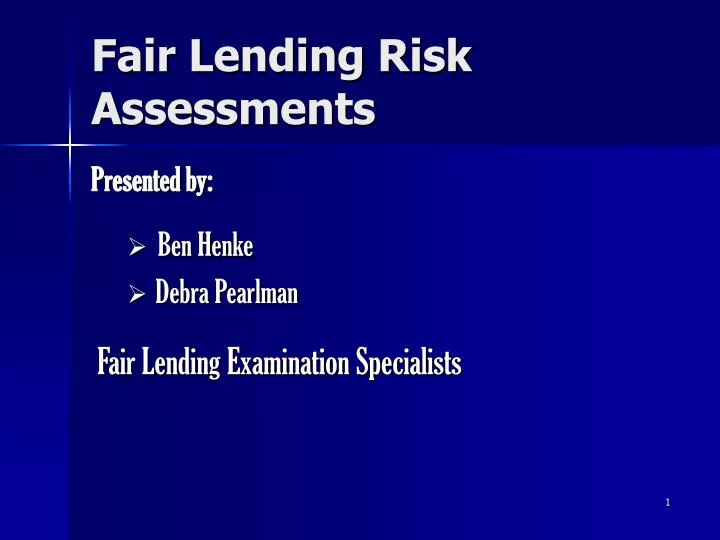 fair lending risk assessments