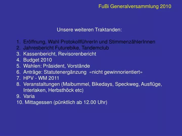 fubi generalversammlung 2010