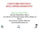 I DISTURBI SPECIFICI DELL’APPRENDIMENTO - slide 1