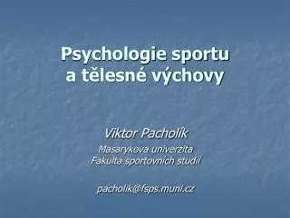 psychologie sportu a t lesn v chovy