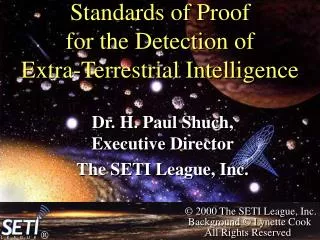 Standards of Proof for the Detection of Extra-Terrestrial Intelligence