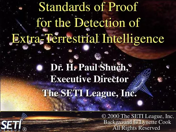 standards of proof for the detection of extra terrestrial intelligence