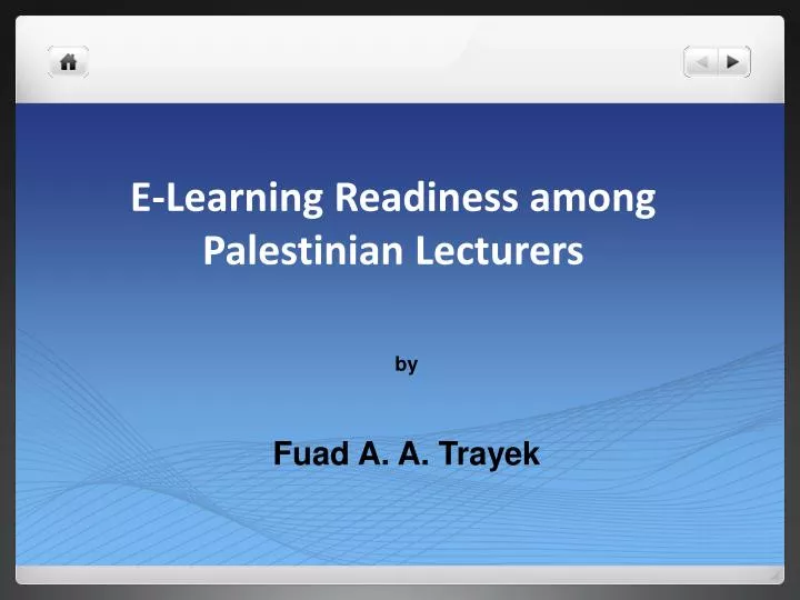 e learning readiness among palestinian lecturers