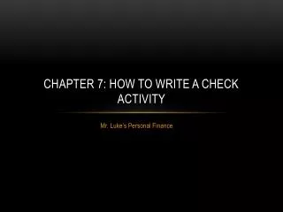Chapter 7: How to Write a Check Activity