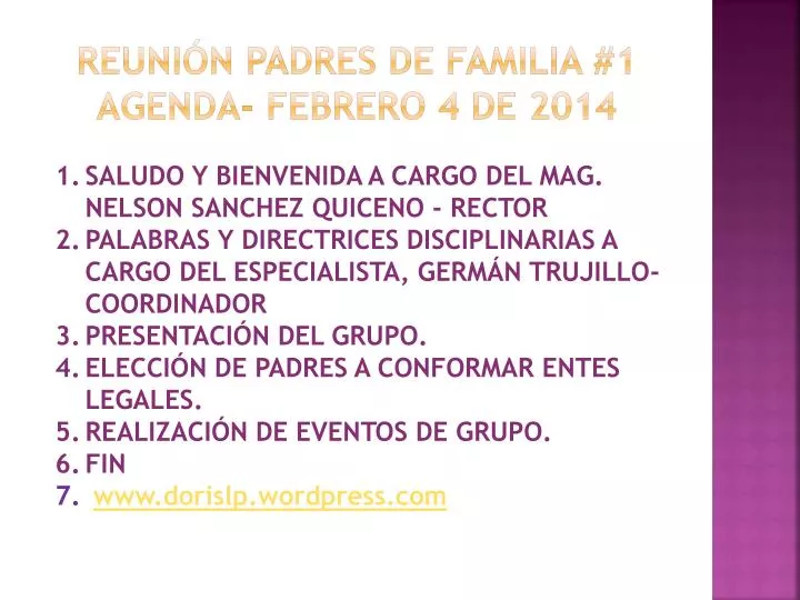 reuni n padres de familia 1 agenda febrero 4 de 2014