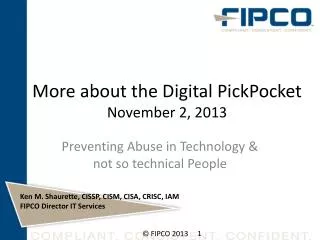 More about the Digital PickPocket November 2, 2013
