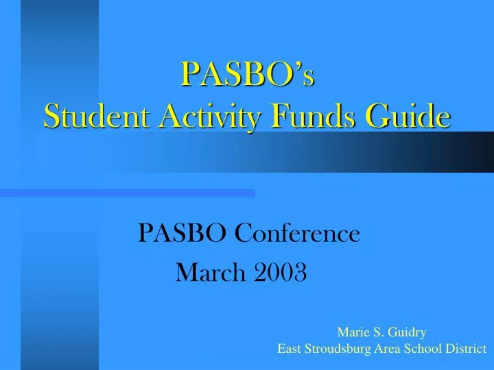 pasbo s student activity funds guide
