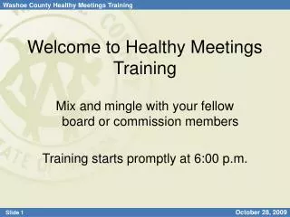 Welcome to Healthy Meetings Training