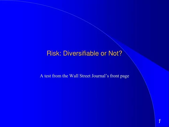 risk diversifiable or not