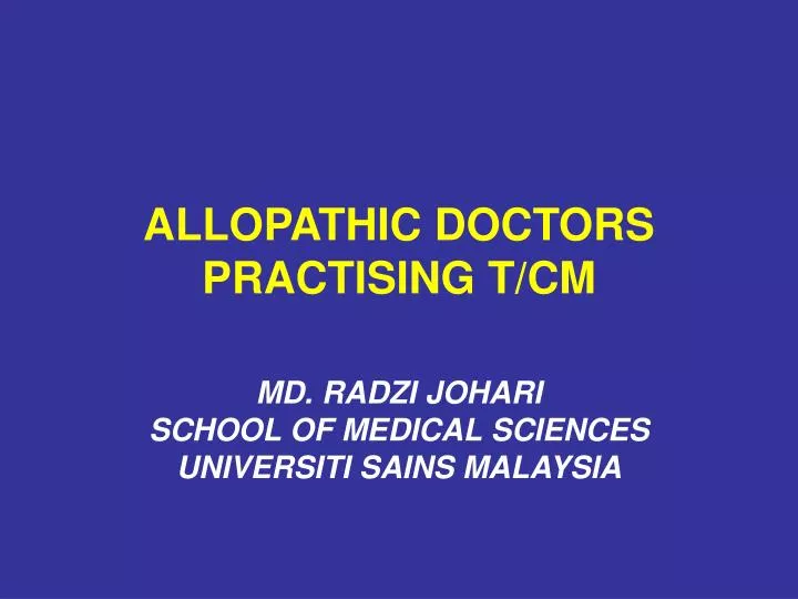 allopathic doctors practising t cm