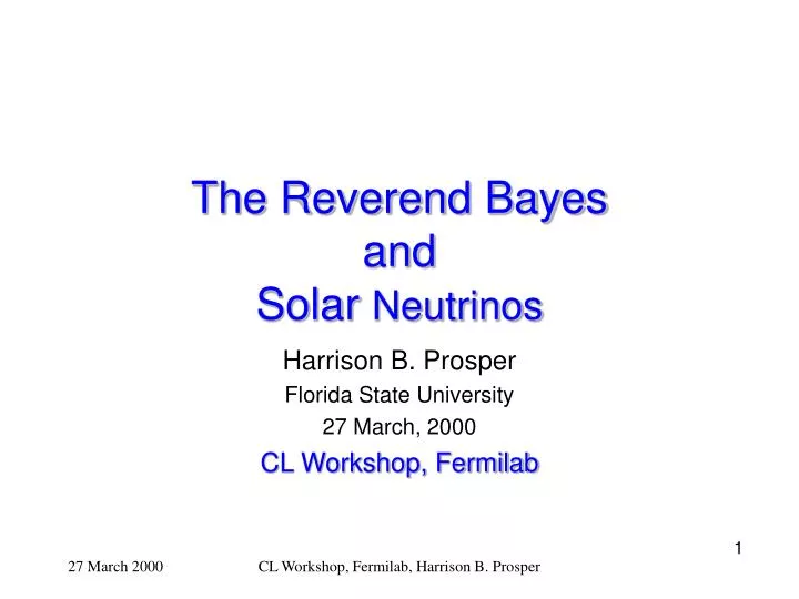 the reverend bayes and solar neutrinos