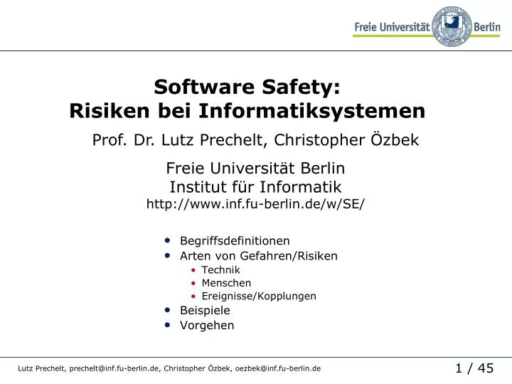 software safety risiken bei informatiksystemen