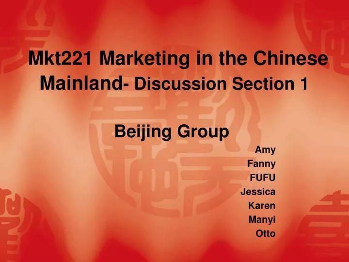 mkt 221 marketing in the chinese mainland discussion section 1