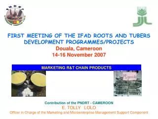 Contribution of the PNDRT - CAMEROON E. TOLLY LOLO