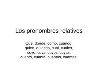 los pronombres relativos