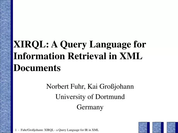 xirql a quer y language for information retrieval in xml documents