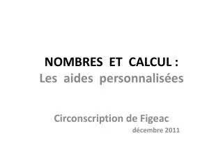 nombres et calcul les aides personnalis es