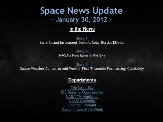 Space News Update - January 30, 2012 -