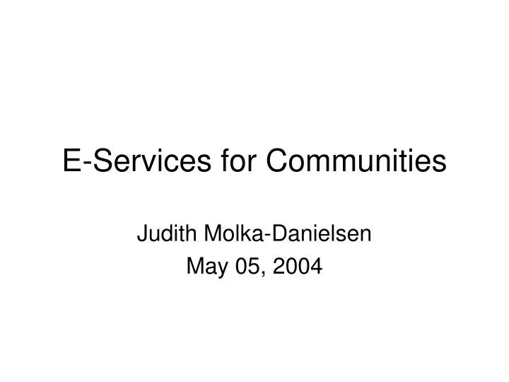 e services for communities