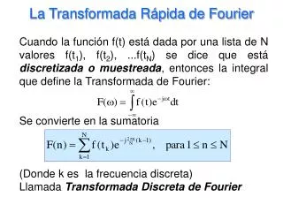 la transformada r pida de fourier