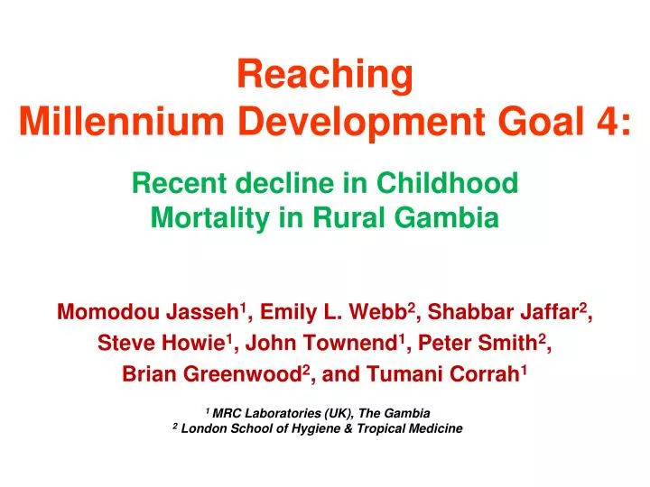 reaching millennium development goal 4