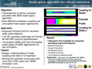 Mode space approach for silicon nanowire simulations