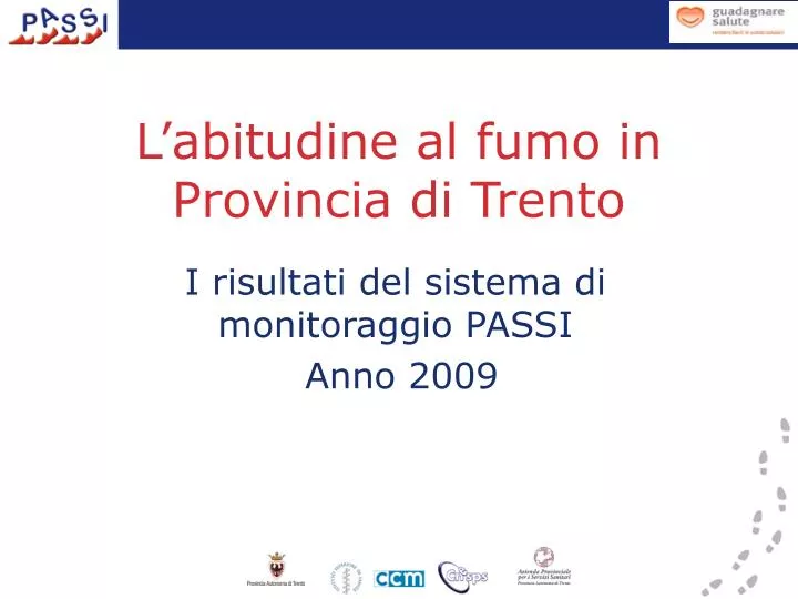 l abitudine al fumo in provincia di trento